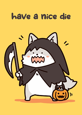 Cute Grim Reaper Dog Halloween