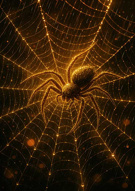 Golden Spider in Web