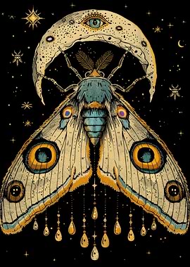 Mystical Moth Witchy Art Print