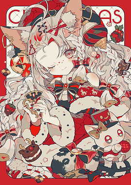 Christmas Anime Girl with Cat Ears