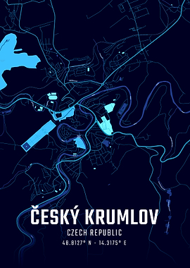 Český Krumlov Midnight City Map