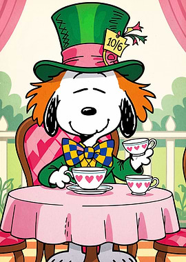 Snoopy as Mad Hatter Tea Party