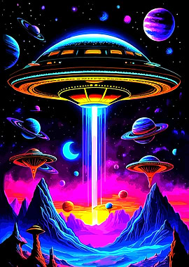 Neon Alien Invasion Landscape