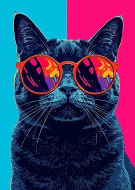 Cool Cat with Sunglasses Pop Art