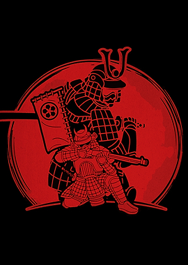 Samurai Warriors in Red and Black