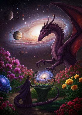 Dragon, Wizard, and Cosmic Garden