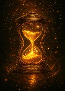 Golden Hourglass with Celestial Sand