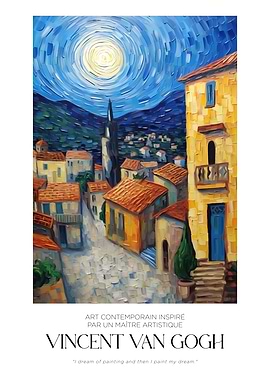 Van Gogh Inspired Village Painting