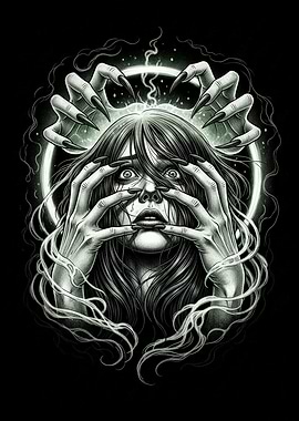 Distressed Woman with Clawed Hands