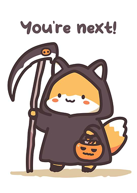Cute Fox Grim Reaper Halloween