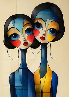 Stylized Portrait of Two Women