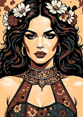 Floral Crown Woman Portrait