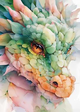 Watercolor Dragon Portrait