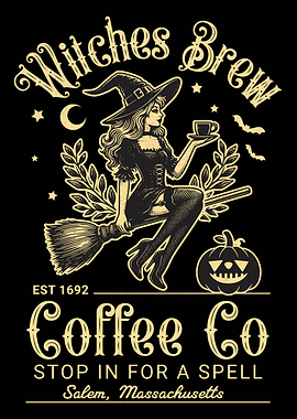 Witches Brew Coffee Co Salem Witchy Art Print