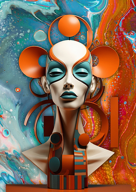 'Futuristic Muse – Abstract Geometric Portrait'