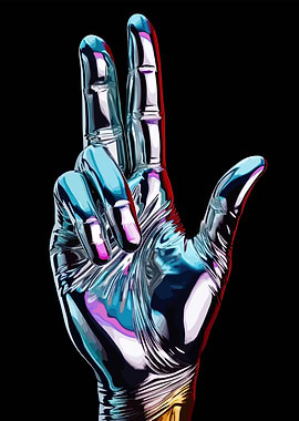 Metallic Hand Vulcan Salute Illustration
