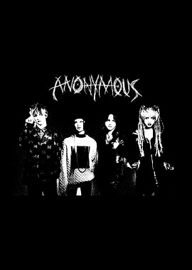 band black and white poster