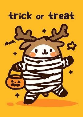 Cute Halloween Deer Mummy Illustration