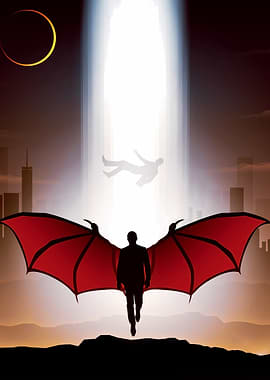 Winged Figure Under a Beam of Light