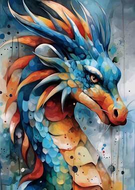 Watercolor Dragon Portrait