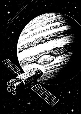 Monochrome Spacecraft Orbiting a Gas Giant