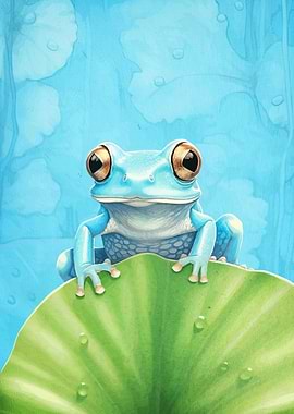 Blue Frog on Lily Pad