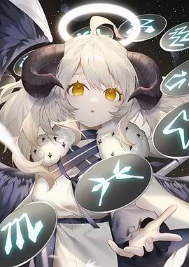 Anime Girl with Horns and Halo