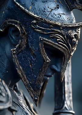 Warrior in Helmet, Close-up