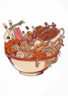 Stylized Ramen Bowl Illustration