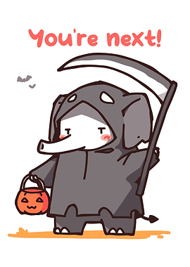 Elephant Grim Reaper Halloween Cartoon
