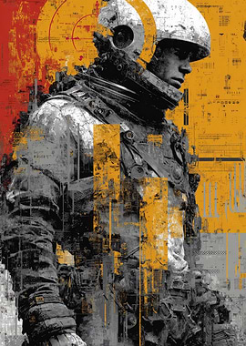 Astronaut in Distressed Digital Art
