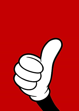 Cartoon Hand Thumbs Up on Red
