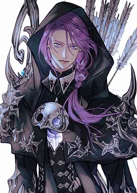 Hooded Archer with Purple Hair