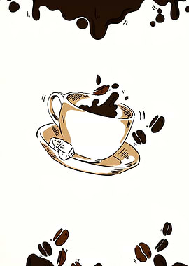 Coffee Cup with Beans and Sugar