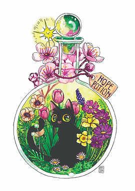 Hope Potion with Black Cat