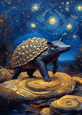 Armadillo-Turtle Hybrid Under Starry Night