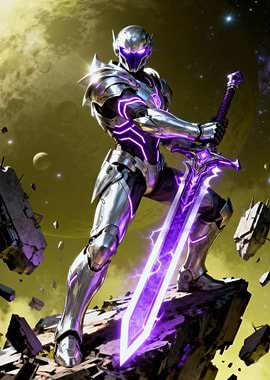 Futuristic Knight with Energy Sword