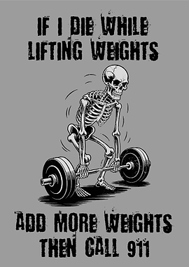 Skeleton lifting weights humorous fitness design