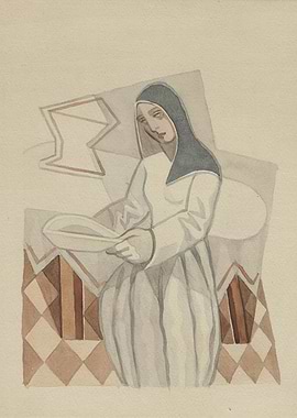 Watercolor Painting of a Nun, juan gris painting