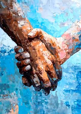 Impressionistic Hands Holding Painting