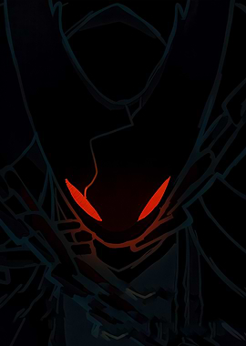 Dark Figure with Glowing Red Eyes