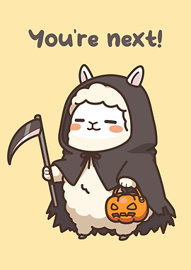 Cute Alpaca Grim Reaper Halloween