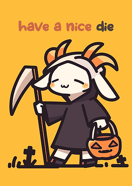Cute Goat Grim Reaper Halloween