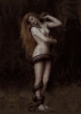 Abstract Figure in Dark, Dotted Style