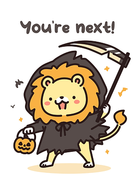 Cute Lion Grim Reaper Halloween