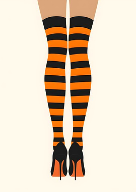 Striped Stockings and Heels Illustration