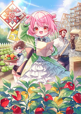 Anime Girl in Garden with Helpers