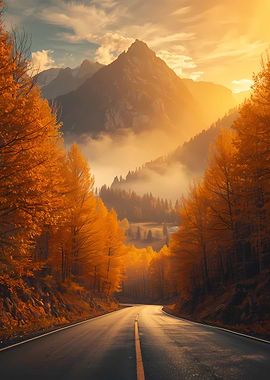 Autumn Road Through Mountain Landscape