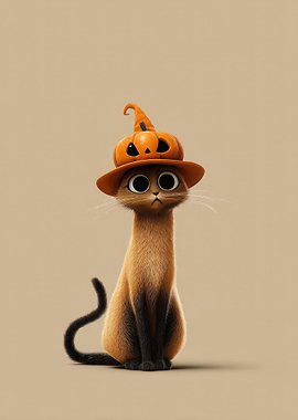 Cat with Pumpkin Hat