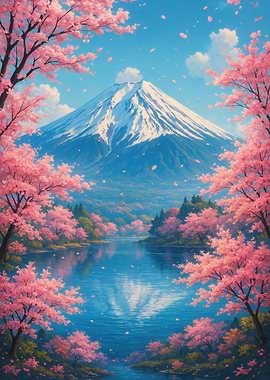 Mount Fuji with Cherry Blossoms